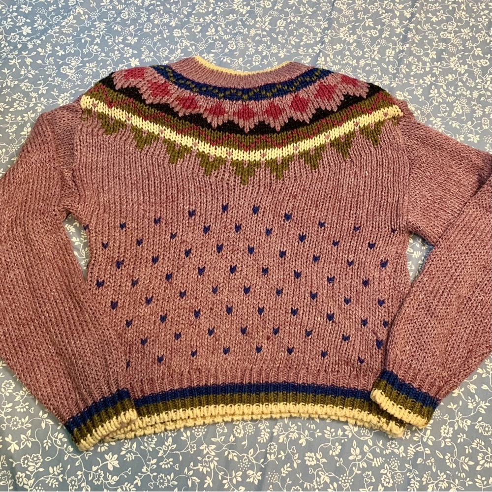 Vintage JL Collection Chunky Knit Purple Sweater With Shoulder Pads